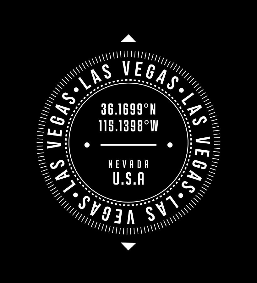 Las Vegas, Nevada, USA - 1 - City Coordinates Typography Print - Classic,  Minimal Greeting Card by Studio Grafiikka