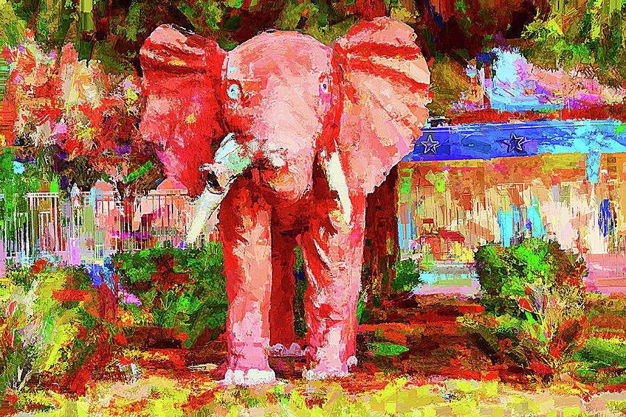 Las Vegas Pink Elephant  Digital Art by Tatiana Travelways