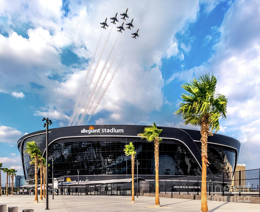 Oakland Raiders Photograph - Las Vegas Raiders Allegiant Stadium Opening Day Thunderbirds Fly Over by Aloha Art
