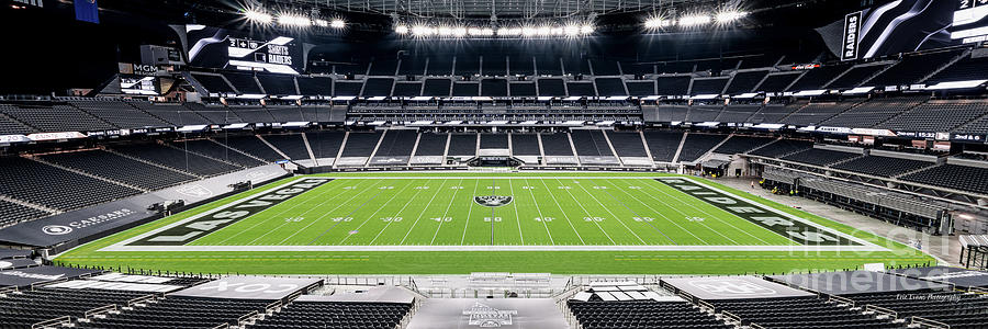 Oakland Raiders Photograph - Las Vegas Raiders Stadium Full View 50 Yard Line 3 to 1 Ratio  by Aloha Art