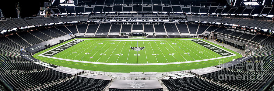 Oakland Raiders Photograph - Las Vegas Raiders Stadium Ultra Wide Full View 50 Yard Line 3 to 1 Ratio  by Aloha Art