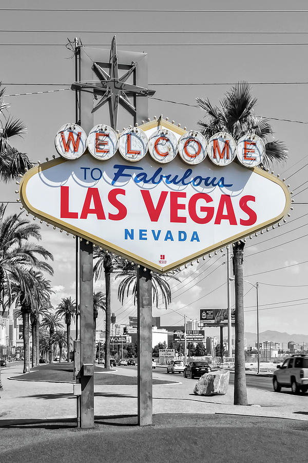 Las Vegas Photograph - LAS VEGAS Sign - colorkey by Melanie Viola