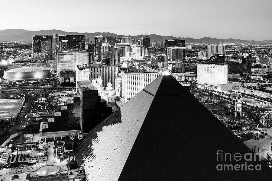 Las Vegas Skyline Black and White Photo Photograph by Paul Velgos
