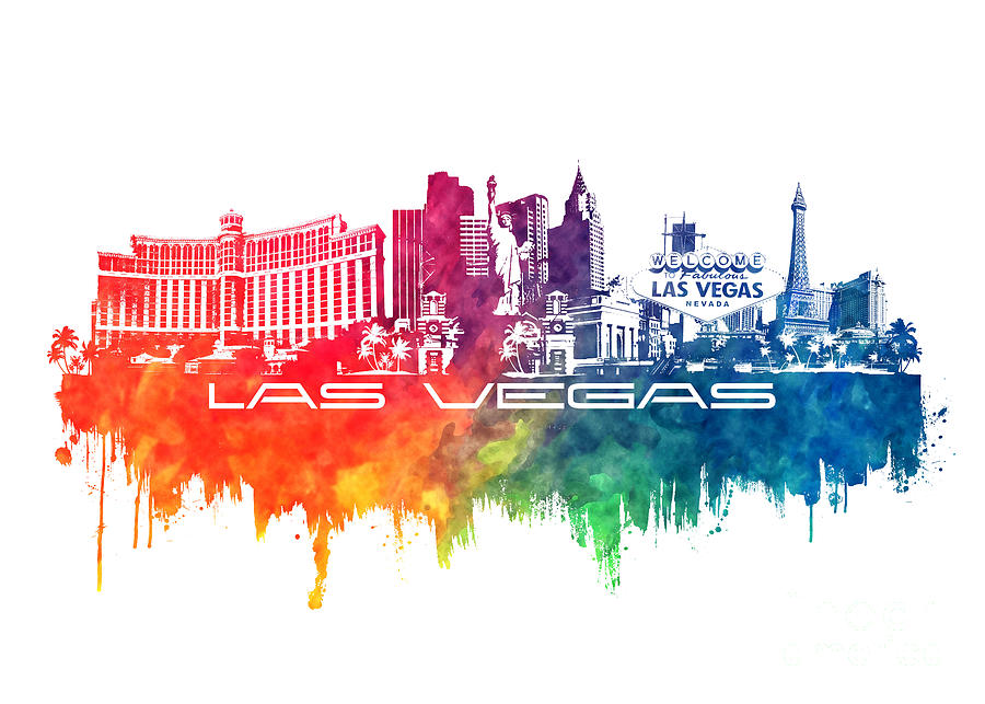 Las Vegas skyline colors PNG transparent file Digital Art by Justyna Jaszke JBJart