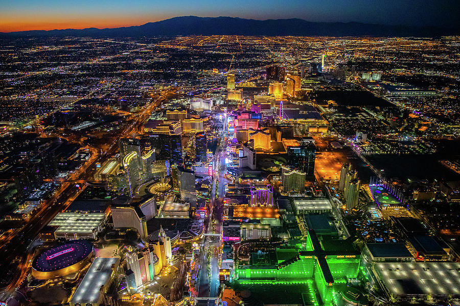 USA, Nevada, Las Vegas, The Strip at night, elevated view Wall Art, Canvas  Prints, Framed Prints, Wall Peels