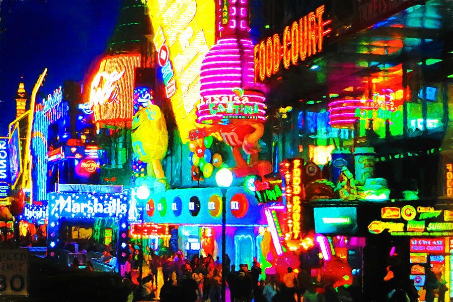 Las Vegas Strip at night Mixed Media by Tatiana Travelways
