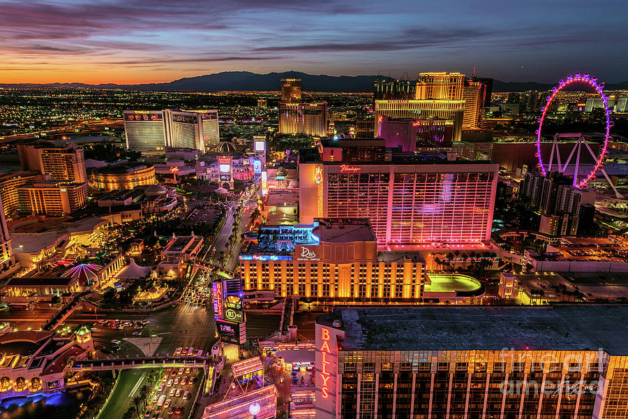 Las Vegas Strip North Arial View at Sunset Photograph by Aloha Art ...