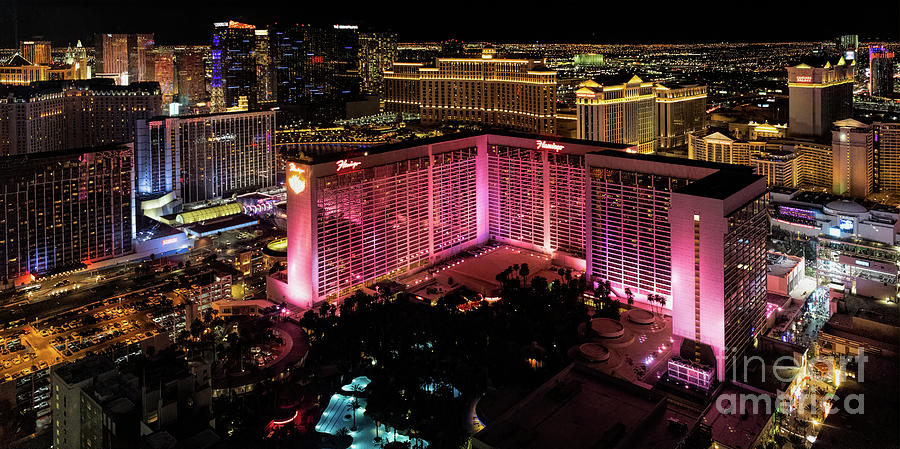 Las Vegas Photograph - Las Vegas Strip Skyline at Night Aerial View by David Oppenheimer