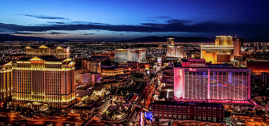 Las Vegas strip, HDR at night birds eye view Photograph by Jean-Luc Farges