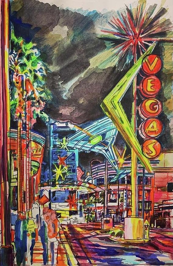 Las Vegas Painting by Try Cheatham