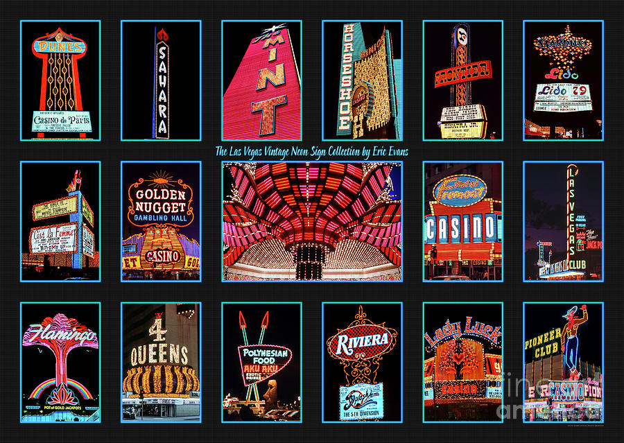 Las Vegas Vintage Neon Signs Collection Slides Featuring The Flamingo Casino Photograph by Aloha Art