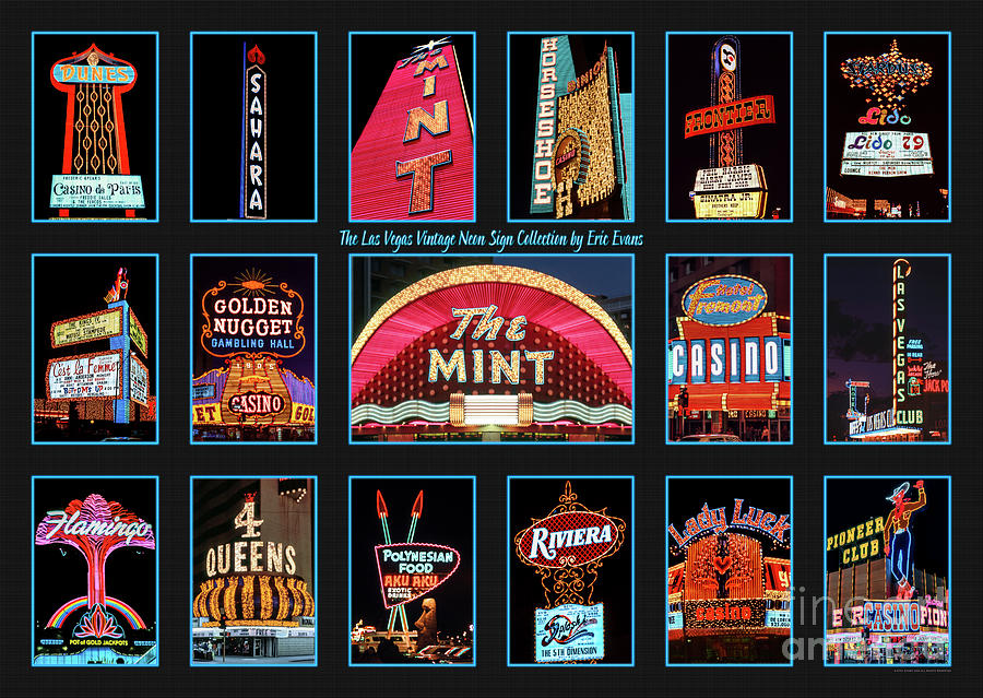 Las Vegas Vintage Neon Signs Collection Slides Featuring The Mint Casino Photograph by Aloha Art