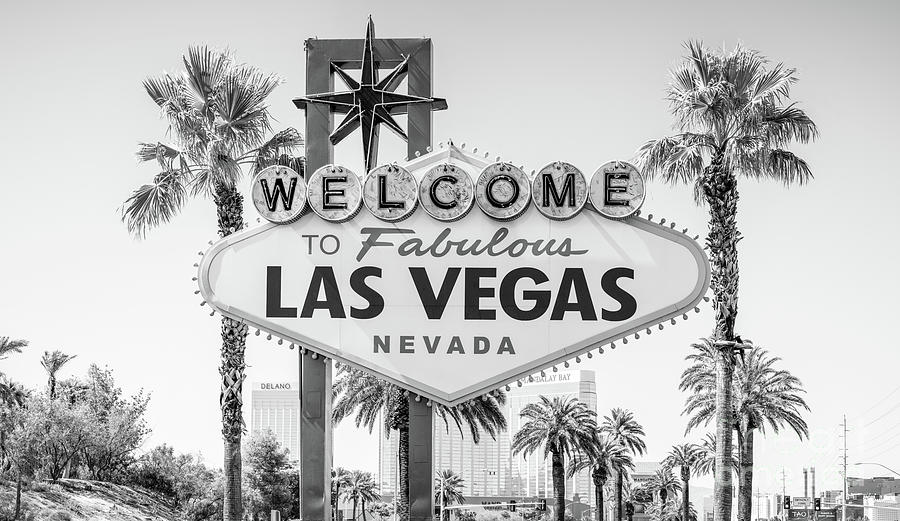 Las Vegas Photograph - Las Vegas Welcome Sign High Resolution Black and White Photo by Paul Velgos