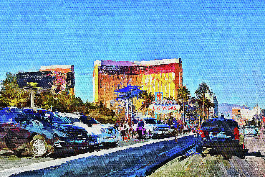 Las Vegas Welcome Sign on the Strip Mixed Media by Tatiana Travelways