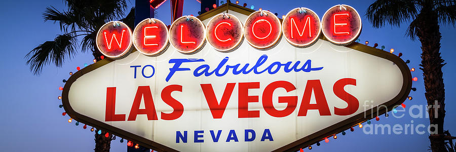 Las Vegas Photograph - Las Vegas Welcome Sign Panorama Photo by Paul Velgos