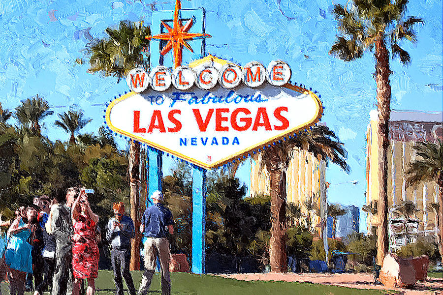 Las Vegas Welcome Sign Mixed Media by Tatiana Travelways