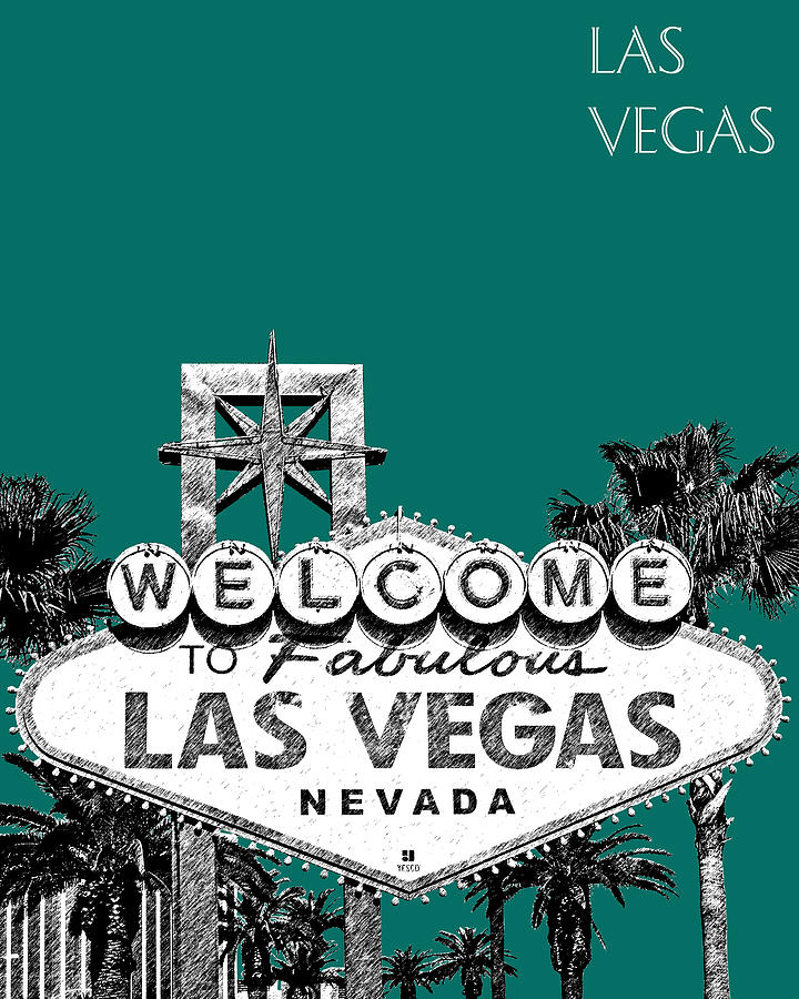 Las Vegas Welcome to Las Vegas - Sea Green Digital Art by DB Artist