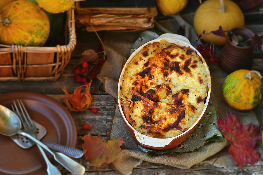 Lasagne au gratin with pumpkin Photograph by Zoryana Ivchenko