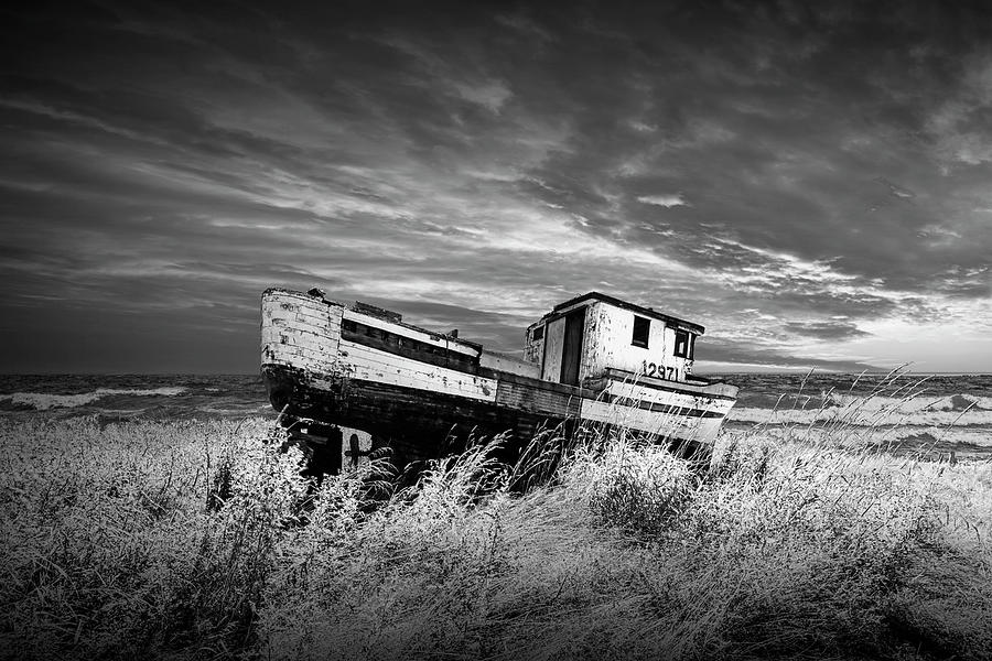 Last Days of the Boat 1297 in Black and White Photograph by Randall Nyhof