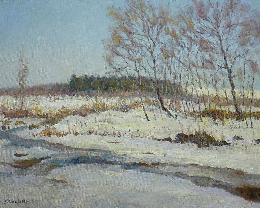 Last Days Of Winter. Original Sunny Oil Painting Painting by Nikolay ...