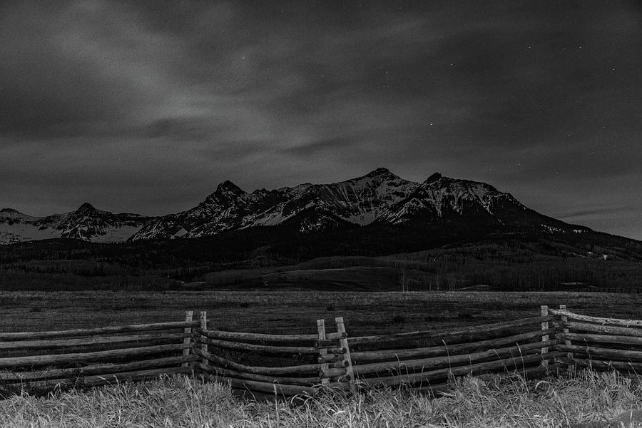 Last Dollar Ranch in the evening in Colorado in black and white Photograph by Eldon McGraw