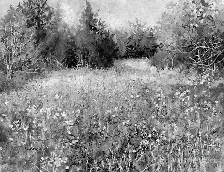 Spring Painting - Last Light in Black and White by Hailey E Herrera