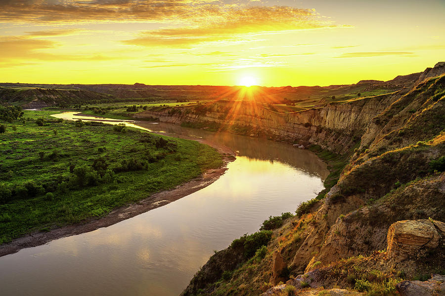 Last Light in the Little Missouri River Valley Photograph by Andy Crawford