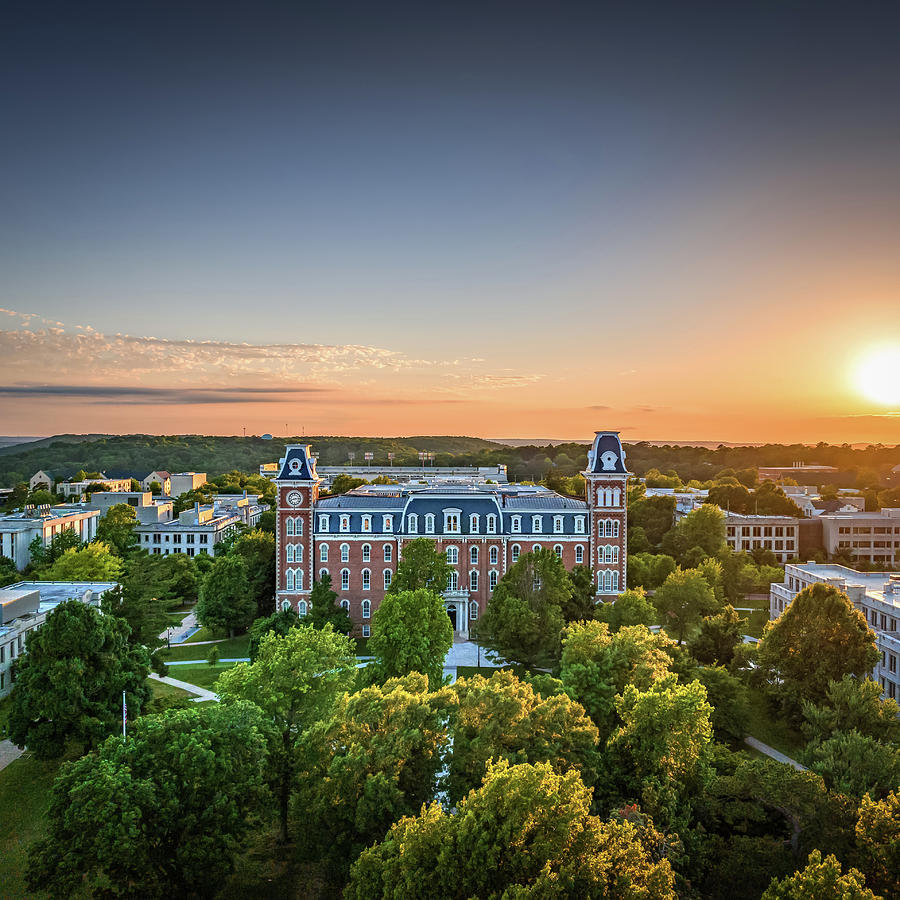 Last Light Over Old Main - Fayetteville Arkansas Campus Photograph By 