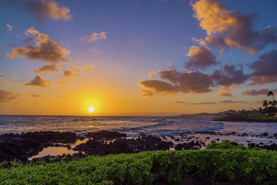 Last Light over Poipu Beach Kauai Photograph by Scott McGuire