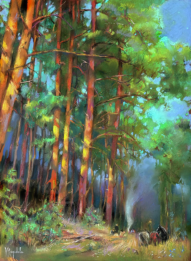 Nature Pastel - Last Light over The Pines   by Valentina Ragsdale