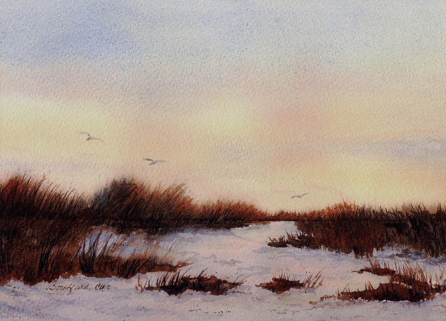 Seagull Painting - Last Light by Vikki Bouffard