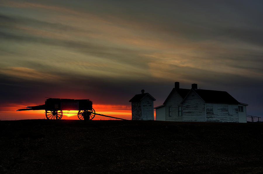 Last Load - sunset at country schoolhouse site Photograph by Peter Herman