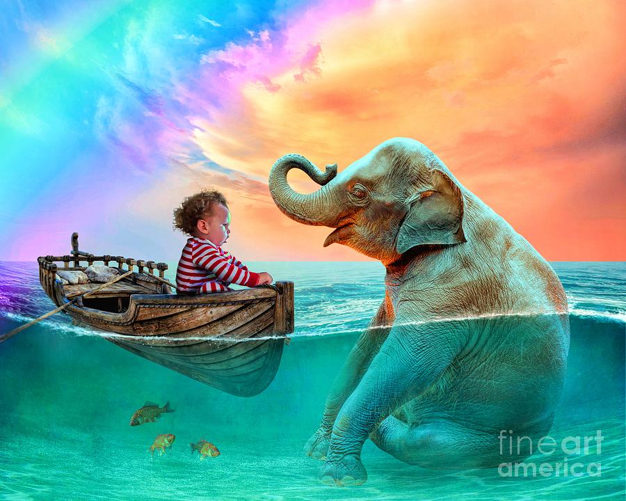 Last night I sailed out to meet my friend in the middle of the ocean Digital Art by Georgina Hannay