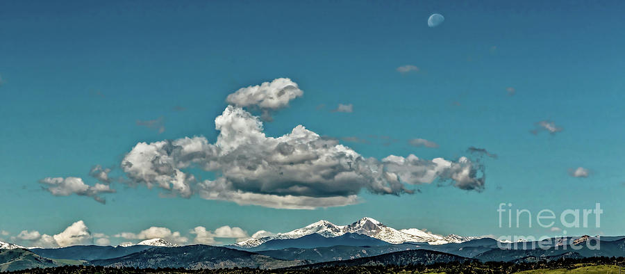 Last Quarter Moon Over Longs Peak Photograph by Jon Burch Photography