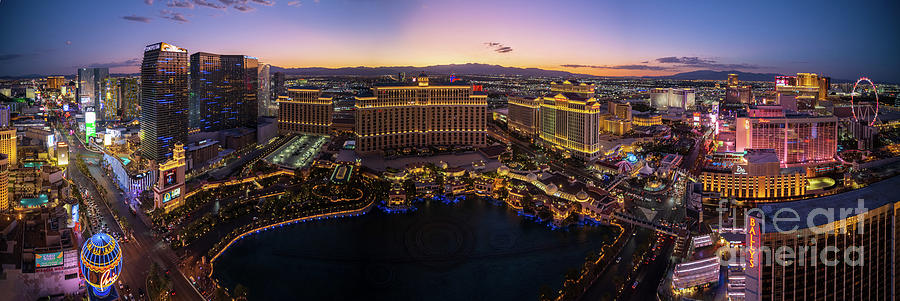 Las Vegas Photograph - Last Vegas Strip Sunset Panorama by Mike Reid