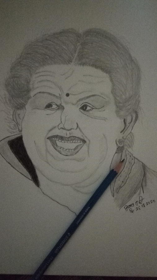 Lata Mangeshkar Drawing by Ajay Barde - Fine Art America