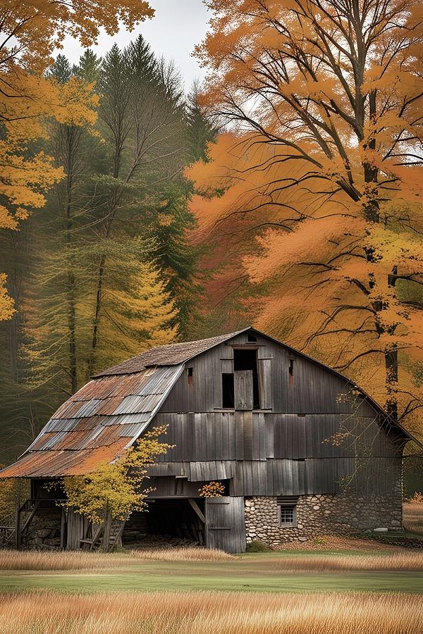 Late Afternoon Autumn Barn Photograph by David Dehner
