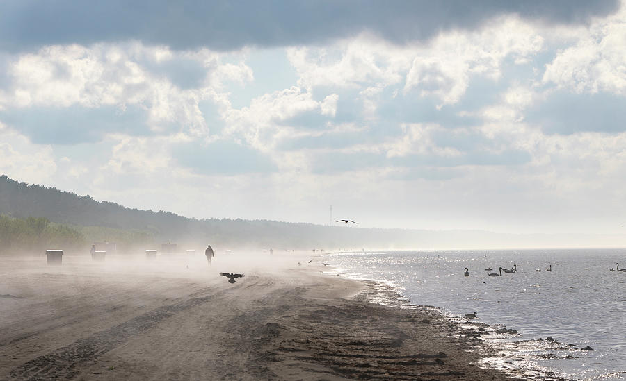 Welcome to Jurmala /Walk On The Misty Beach  Photograph by Aleksandrs Drozdovs