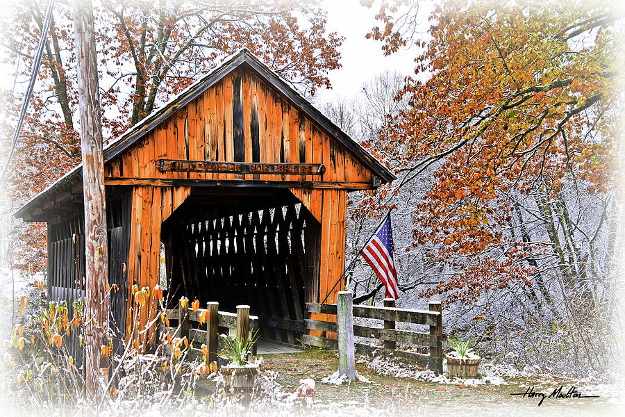 Late Autumn Covered Bridge Photograph by Harry Moulton
