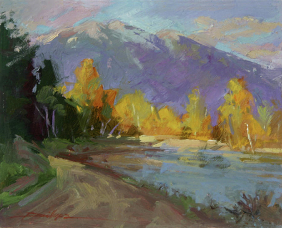 Cotton Woods Painting - Late Autumn Sun by Elizabeth J Billups