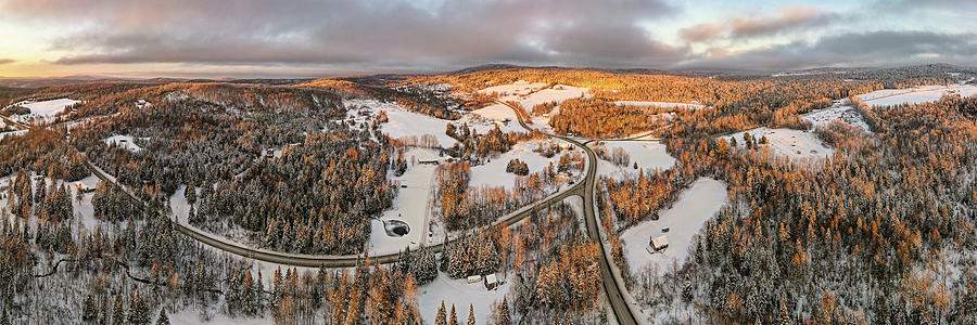 Late Day Sunlight In Clarksville, NH Panorama - January 2021 Photograph by John Rowe