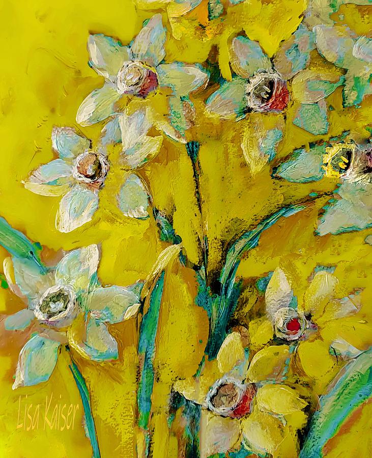 Late In The Spring Narcissus Painting by Lisa Kaiser