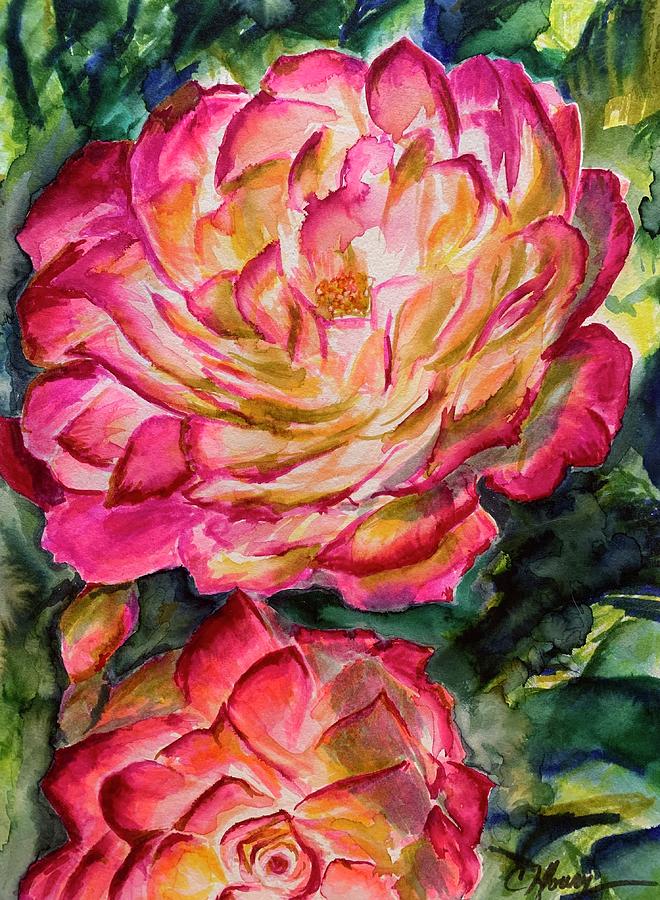 Late Roses Painting by Christine Kfoury