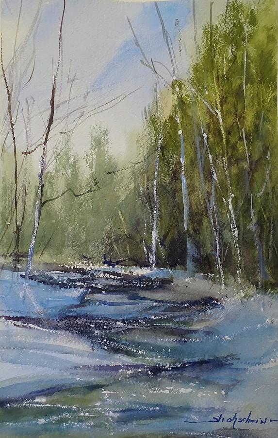 Late Winter at Ocqueoc Falls Painting by Sandra Strohschein