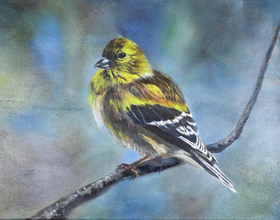 Nature Painting - Late Winter Goldfinch by YeshuasChildArt Studio