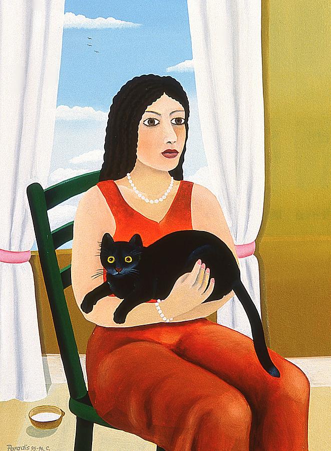 Latina Girlfriend With Cat Painting by Branko Paradis | Fine Art America