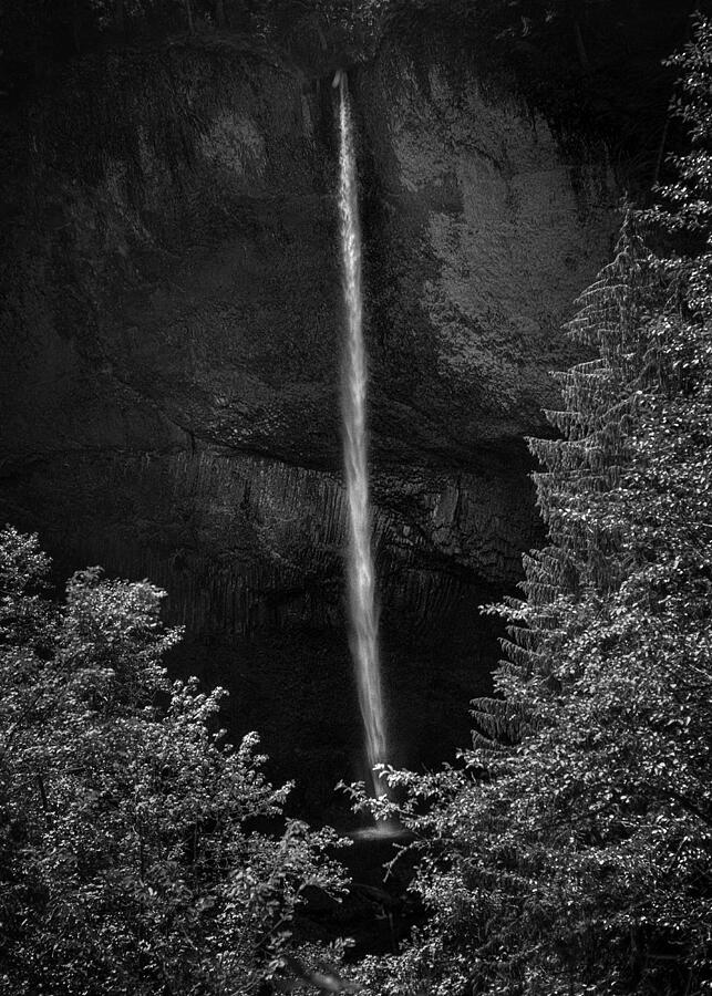 Latourell Waterfall, OR in B/W Photograph by Rudy Umans