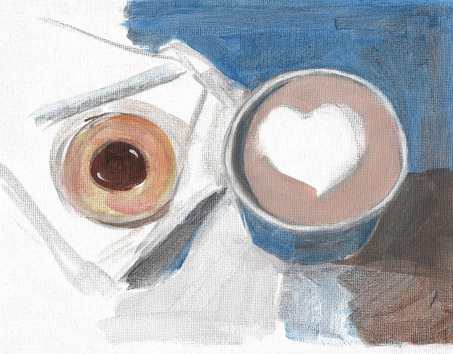Latte and Cookie Painting by Kazumi Whitemoon