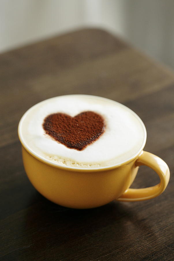 Latte with heart-shaped foam Photograph by Sot