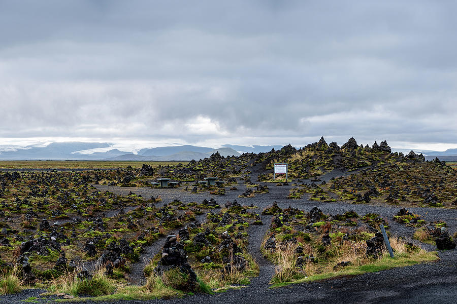Laufskalavarda Lava Rock Hill and Cairns in Myrdalssandur in Iceland Photograph by Alexios Ntounas